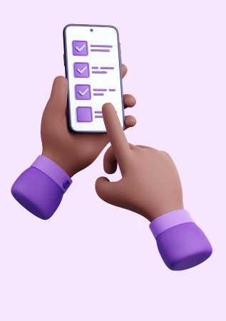 Image of hands scrolling through an application