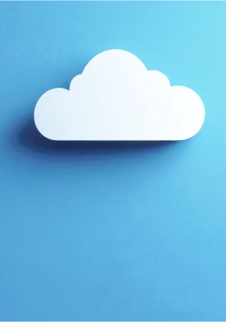 Image of a white cloud with a gradient blue background