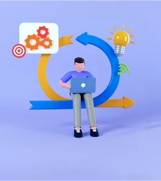 Image of a person holding laptop